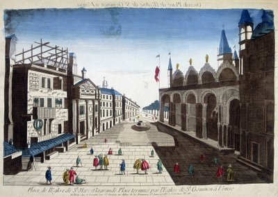 Piazza della Chiesa di San Marco e la Grande Piazza terminata dalla Chiesa di San Geminiano a Venezia. Incisione del XVIII secolo da Unknown artist