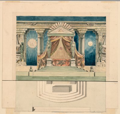 Scenografia, altare nel tempio egizio da Unknown artist