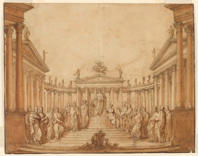 Progetto scenico, Apollo con uomini famosi e muse da Unknown artist