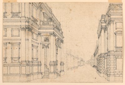 Scenografia: Strada cittadina con palazzi da Unknown artist