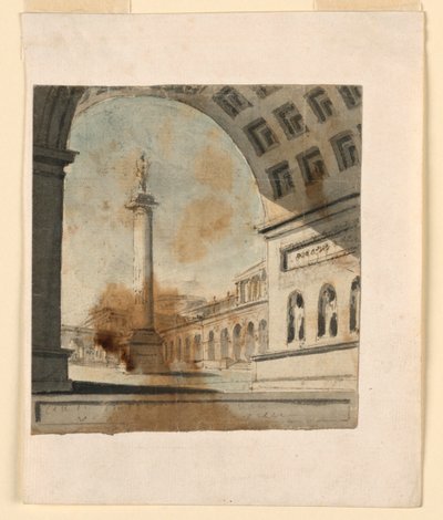 Scenografia, colonna con monumento in cima da Unknown artist