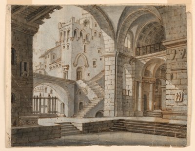 Progetto scenografico: Corte in castello gotico da Unknown artist