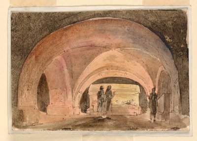 Scenografia, cripta con sarcofago da Unknown artist