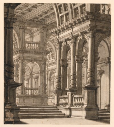 Scenografia, interno di un edificio da Unknown artist