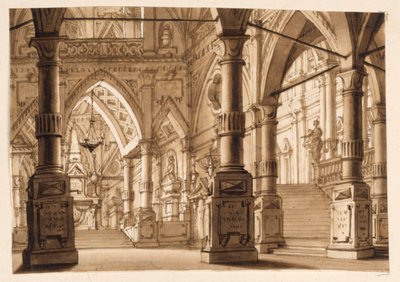 Scenografia, interno di una chiesa gotica da Unknown artist