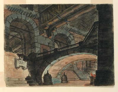 Scenografia, interno di una prigione da Unknown artist