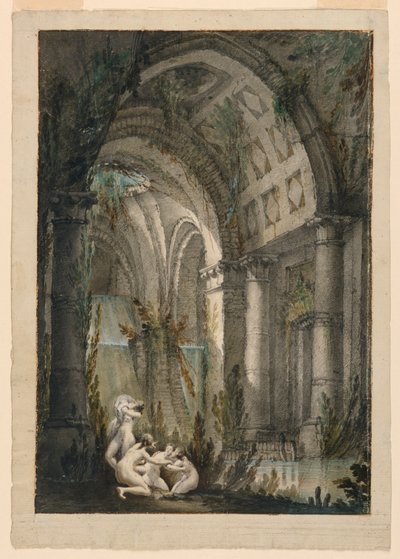 Scenografia, Ninfe che si bagnano in una grotta da Unknown artist