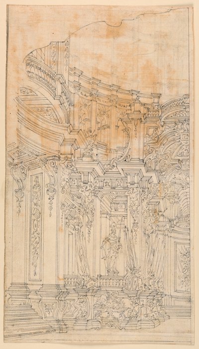 Design scenografico: Architettura del palazzo con trofei da Unknown artist