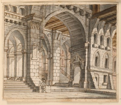 Progetto scenografico, interno di un palazzo da Unknown artist