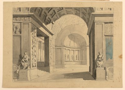 Progetto scenografico, interno di palazzo da Unknown artist