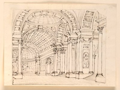 Progetto scenografico, interno del palazzo da Unknown artist