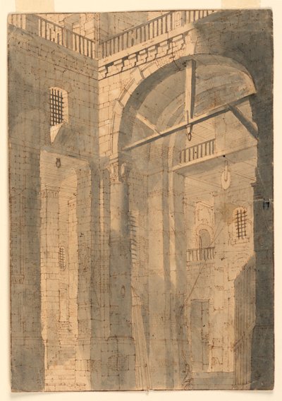 Scenografia, sala della prigione da Unknown artist
