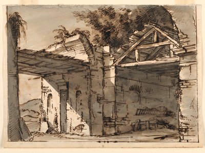Scenografia, rovine nel paesaggio da Unknown artist