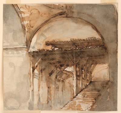 Scenografia, Scala in un Edificio Semidiroccato da Unknown artist