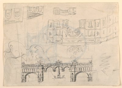 Scenografia: una piazza cittadina da Unknown artist