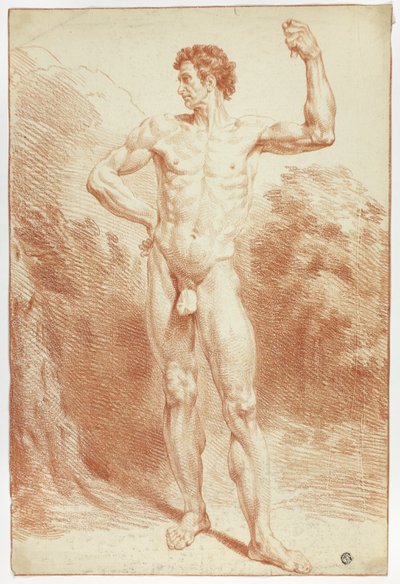Nudo maschile accademico in piedi da Unknown artist