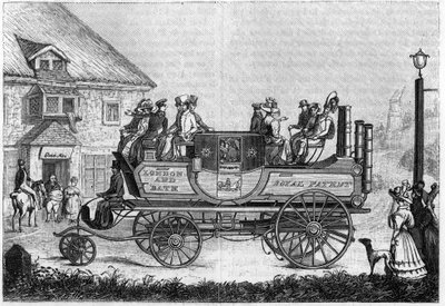 Automobile a vapore di Gurney sperimentata a Londra nel 1827. da Unknown artist