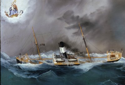 Battello a vapore in una tempesta da Unknown artist