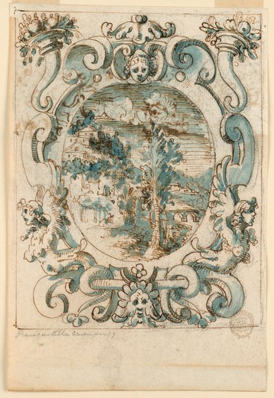 Disegno a cinghia con paesaggio da Unknown artist