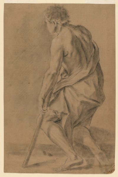 Studio: un uomo seminudo con una stampella da Unknown artist