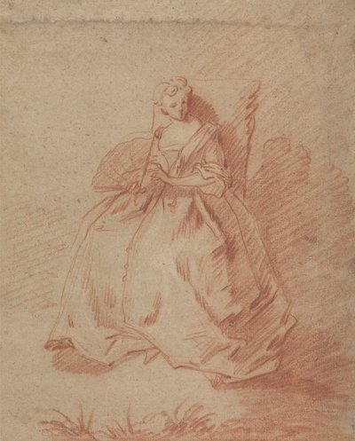 Studio di una donna seduta con un ventaglio da Unknown artist