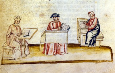 Sala di studio in un monastero. XIV secolo. Bibl. Nazionale Marciana, Venezia da Unknown artist