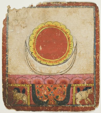 Sole, Luna e Loto sul Trono del Leone, da un set di carte iniziatiche (Tsakali) da Unknown artist