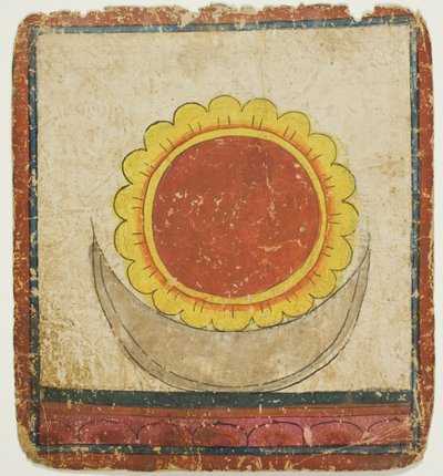 Sole, Luna e Loto sul Trono di Loto, da un set di carte iniziatiche (Tsakali) da Unknown artist