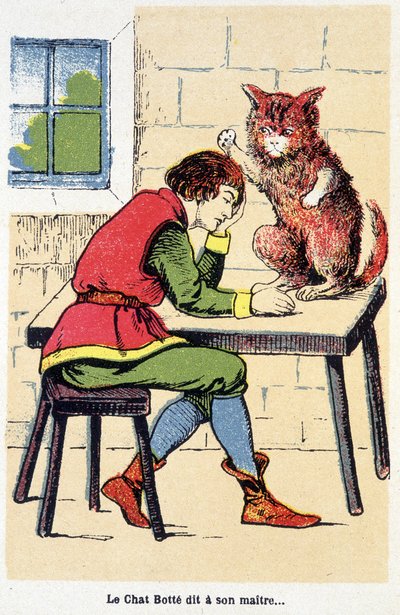Racconto del Gatto con gli Stivali: "Il Gatto con gli Stivali dice al suo padrone..." sd. XIX secolo da Unknown artist