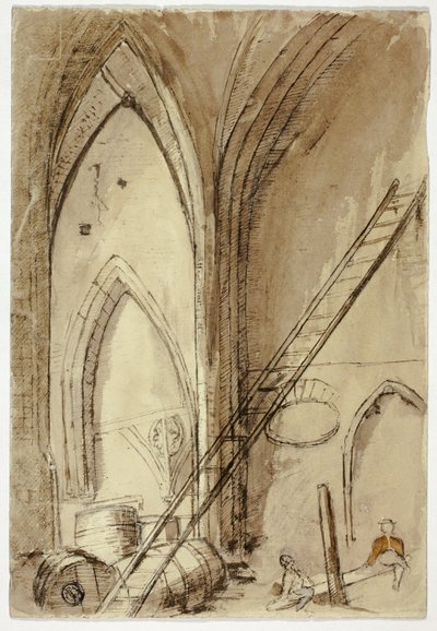 Altalena in edificio della chiesa da Unknown artist
