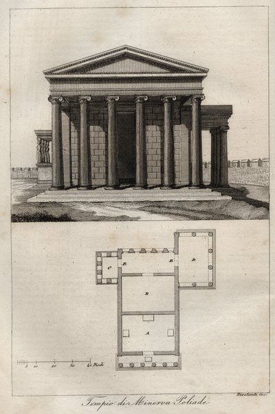 Tempio di Atena Polias - Acropoli di Atene - (Antico Tempio di Atena) - incisione da "Usi e Costumi di Tutti i Popoli dell