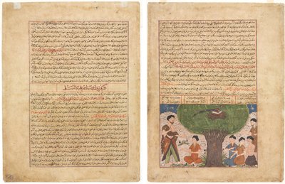 Pagina di testo, prosa persiana (recto); La storia di Adamo pace su di lui, i suoi figli e la sua progenie (verso) da Unknown artist