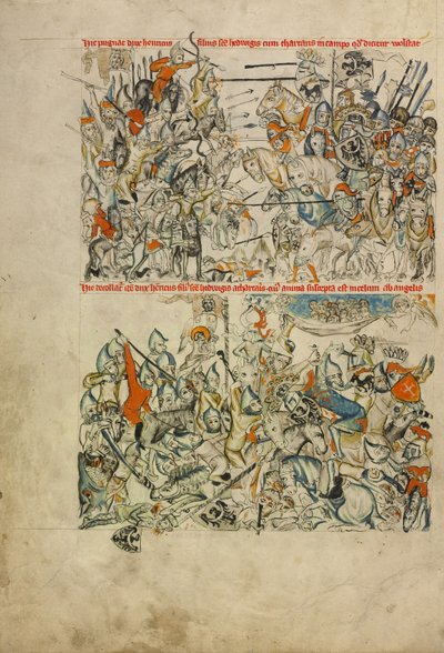 La battaglia di Liegnitz; la decapitazione di Heinrich e la sua anima trasportata dagli angeli in cielo da Unknown artist