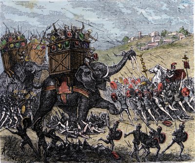 La Battaglia di Zama (Africa, Seconda Guerra Punica, 202 a.C.) vinta da Scipione l