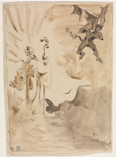 Il vescovo e il demone (recto) da Unknown artist