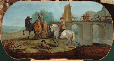 Il dressage dei cavalli, tra il 1701 e il 1800 (olio su tela) da Unknown artist