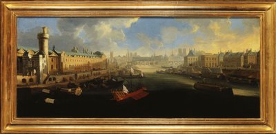 La Grande Galerie del Louvre, con la Porte Neuve, il Pont-Neuf, la Cité, il Collège des Quatres-Nations in costruzione e il Quai Malaquais, circa 1665, tra il 1665 e il 1670 da Unknown artist