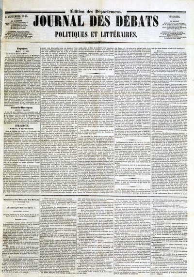 Il Journal des Débats del 05/09/1845 da Unknown artist