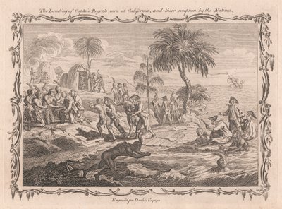 Lo Sbarco degli Uomini del Capitano Roger in California e la loro Accoglienza da parte dei Nativi da Unknown artist