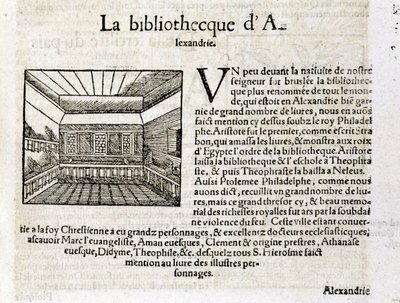 La Biblioteca di Alessandria - in "Cosmografia Universale" da Unknown artist