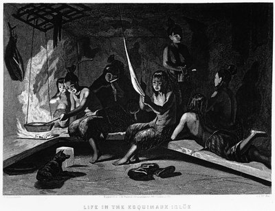 La vita degli eschimesi in un igloo - Elisha Kent Kane, Artic Exploration negli anni 1853-1855, Philadelphia, Childs and Peterson da Unknown artist