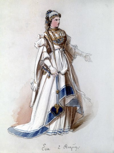 I maestri cantori di Norimberga (Die Meistersinger von Nürnberg), opera creata da Richard Wagner: costume di Eva per la prima rappresentazione. Museo Wagner Bayreuth. da Unknown artist
