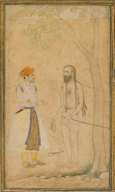 Il principe Mughal Parvez e un uomo santo da Unknown artist
