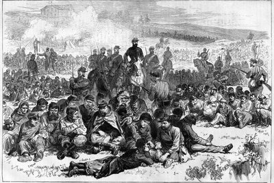 La Comune di Parigi nel 1871. I comunardi di Belleville presi prigionieri e sorvegliati da un distaccamento di pacificatori nel Parc des Buttes Chaumont da Unknown artist