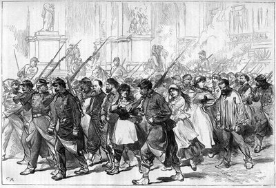 La Comune di Parigi nel 1871. Convoglio di federati (comunardi) prigionieri, che passa attraverso Place de l