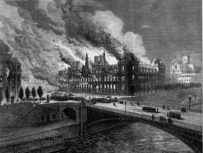 La Comune di Parigi nel 1871. Incendio del Municipio il 24 maggio da Unknown artist
