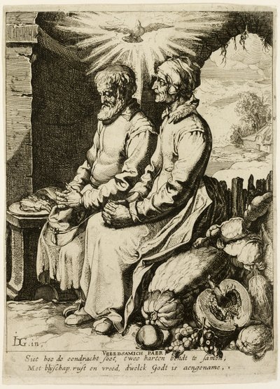 La pia coppia di anziani da Unknown artist