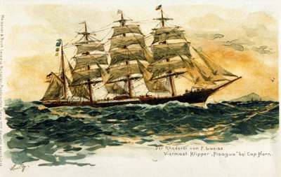 Il clipper Pisagua a Capo Horn. Illustrazione del XIX secolo da Unknown artist