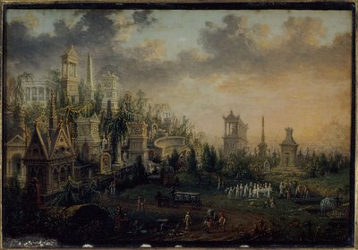 Il cimitero di Père-Lachaise, ora nel 20° arrondissement, nel 1835 da Unknown artist