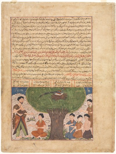 La storia di Adamo, pace su di lui, i suoi figli e la sua progenie, da un Jami al-tavarikh (Compendio di Cronache) di Rashid al-din (verso) da Unknown artist